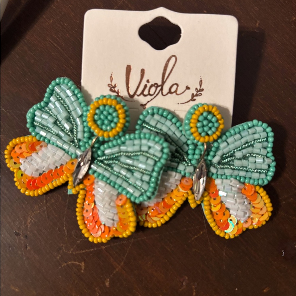 Viola Beaded Butterfly Earrings